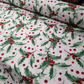 Loneta Navidad Ramas Acebo