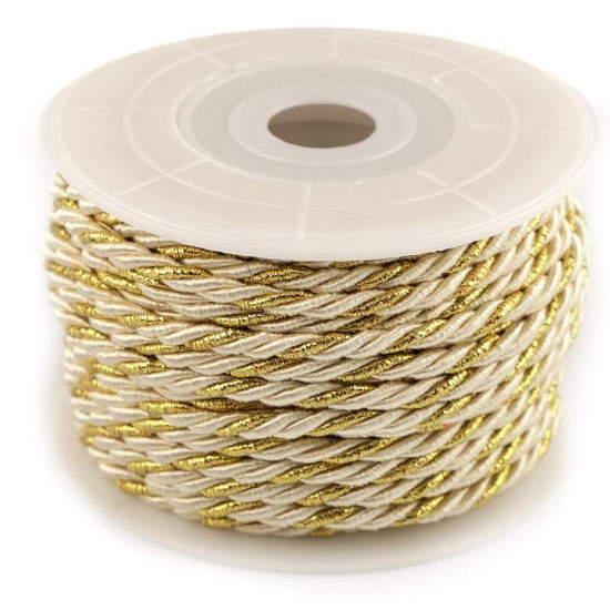 Twisted Cord Lurex 3mm - Pretty 3mm golden lurex twisted cord, ideal for decorations, also used in upholstery, gift wrapping, Christmas decorations...