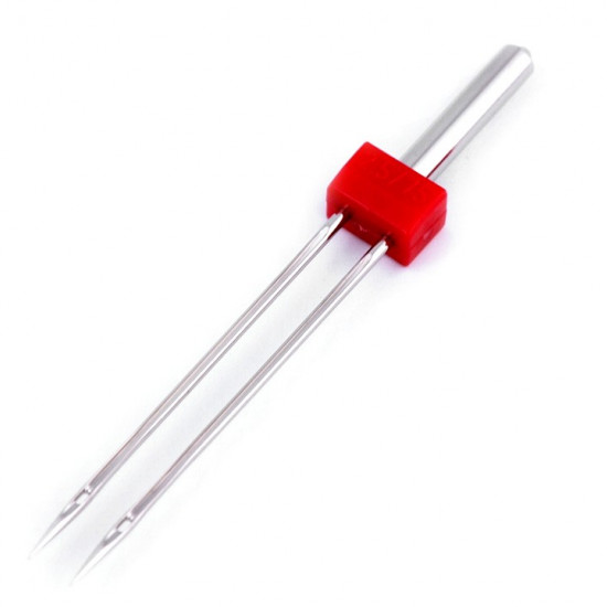 Twin Stretch Needle 75/2.5 Organ - Twin stretch needle of the Japanese brand Organ, ideal for elastic fabrics such as jersey, lycra, sweatshirt... The separation between the two needles is 2.5mm. Two units are included in the blister. Organ needle
