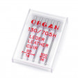Leather Organ Machine Needles fabric - Assortment of 5 needles from the prestigious Japanese brand Organ, indicated especially for sewing leder, leather, cuir fabrics...
