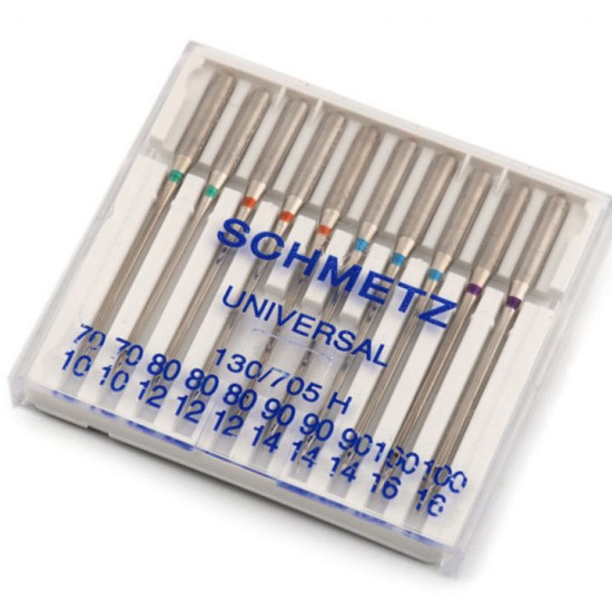 Universal Sewing Needles Assortment Schmetz - Assortment of 10 universal sewing needles from the German brand Schmetz, to sew most fabrics and materials. Schmetz sewing needles are suitable for the vast majority of household sewing machines. The needles h