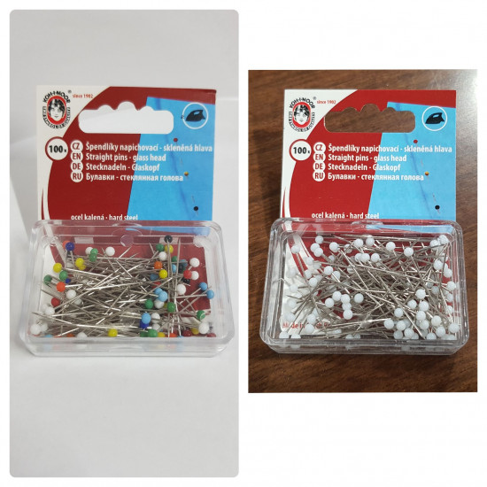 Glass-headed Pins 0,6x30mm (100pcs) haberdashery - Case of 100 steel pins with a glass-head. Ideal if you have to use the iron. The pins measure 0.6x30mm.