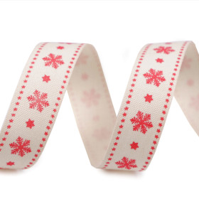 Cinta Algodón Decorativa Copos de Nieve 15mm Cinta Algodón Decorativa Copos de Nieve 15mm