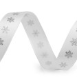 Cinta Raso Decorativa Copos Nieve 15mm Cinta Raso Decorativa Copos Nieve 15mm - Cinta de raso/satén con motivos de copos de nieve en tonos plata o dorado según el color de la cinta, que tiene un ancho de 15mm. El estampado es en una sola cara. Esta cinta es el complemento perfecto par