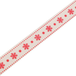 Cinta Algodón Decorativa Copos de Nieve 15mm