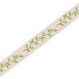 Cinta Algodón Decorativa Hojas 10mm - Cinta decorativa de algodón con motivos de hojas verdes impresas en una cara. El ancho de la cinta es de 10mm (1cm) y es ideal para decoraciones y arreglos florales, decorar macetas, envolver regalos... La cin