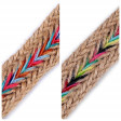 Jute Bohe Webbing 25mm - Jute webbing 25mm (2.5cm) wide with colored decoration in the central part that makes it especially pretty, ideal for home decorations, wedding decorations, bags or jute bags... The ribbon is 25mm wide and its compos