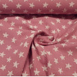Double Gauze White Stars Pink fabric - Double gauze or cotton muslin fabric for children with drawings of white stars on a pink background. The fabric is 130cm wide and its composition is 100% cotton.