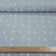 Double Gauze Moons fabric - Double gauze or muslin fabric with moon patterns on a gray background. The fabric is 135cm wide and its composition is 100% cotton.