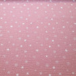 Doble Gasa Estrellas Espaciales - Tela de doble gasa de algodón con dibujos de estrellas de varios tipos que nos recuerdan al espacio, sobre un fondo de color. La tela mide 135cm de ancho y su composición 100% algodón.