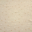 Double Gauze Bees Flowers fabric - Very lightweight double gauze cotton fabric with bee and flower designs on a beige background. The fabric is 135cm wide and 100% cotton.