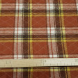 Tela Retal Franela Acolchada - Retal de franela acolchada con cuadros de tipo escocés colores rojo teja, marron y amarillo.  Medidas (cm): 130x140