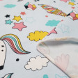 Tela Panel Jersey Algodón Unicornio - Panel de jersey algodón diseñado por BIPP Design® en el que hay 3 diseños en la misma pieza con dibujos de unicornios. En este panel podemos apreciar la parte delantera, la parte trasera y la parte de las mangas. Los 