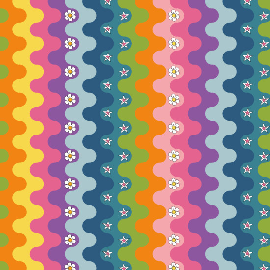 Algodón Zig-zag Colores Spirit - Tela de popelín algodón con dibujos llamativos de rayas y formas coloridas haciendo zig-zag. La tela mide 150cm de ancho y su composición 100% algodón.