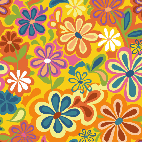 Algodón Flores Llamativas Spirit - Tela de popelín algodón orgánico con dibujos de flores llamativas con mucho colorido. La tela mide 150cm de ancho y su composición 100% algodón