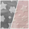 Coral Fleece Baby Stars fabric - Coral fleece fabric from the Baby collection, with embossed drawings of stars, clouds and small circles. The fabric is 150cm wide and its composition is 100% polyester.