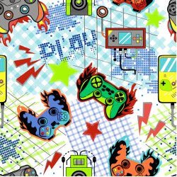 Cotton Jersey Video Game Controllers Cotton Jersey Video Game Controllers