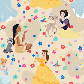 Cotton Disney Princesses Polka Dots Flowers