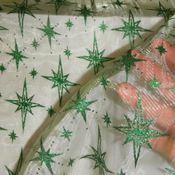 Organza Green Stars