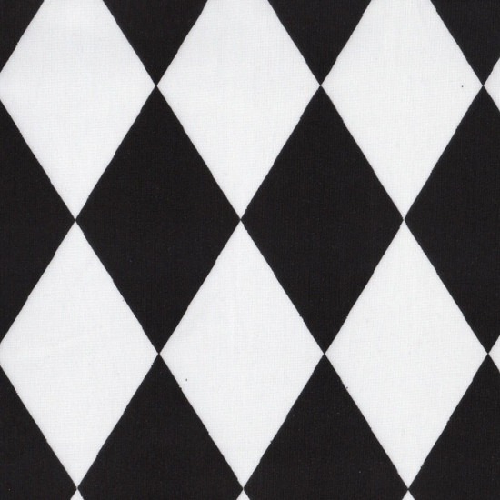 Satin Rhombus Harlequin Costume fabric - Satin fabric with black and white rhombuses. Ideal for harlequin costumes. The fabric is 150cm wide and its composition 100% polyester.