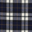 Flannel Checkered Blue White fabric - Flannel fabric with navy blue, black and white checkered pattern with gold / ocher lines
