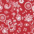 Tela Viella Flores Rojo Blanco - Tejido de Viella estampado con motivos florales blancos sobre un fondo rojo. La tela mide 150cm de ancho y su composición 60% poliester - 40% algodón.