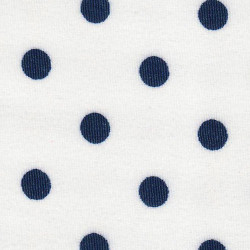 OUTLET Crepe Navy Blue Polka Dot White Background