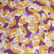 OUTLET Vintage Floral Crepe fabric - Crepe fabric with mustard and purple vintage style flower patterns