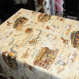 Tablecloth Coffee shop France Toasts fabric - Tablecloth fabric with drawings of coffee shops, coffee cups, toasts, stools and other drawings