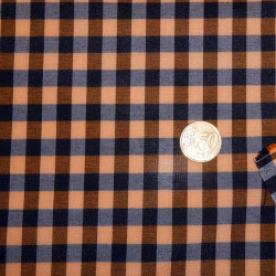 Vichy Cuadro Naranja Negro Polycotton