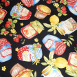 Tablecloth Black Jars fabric - Tablecloth fabric with drawings of jam jars and fruits on black background