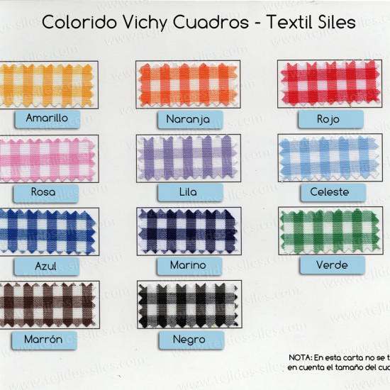 Tela Vichy Cuadros Medianos 4,5mm - El tejido de vichy se utiliza mucho en mantelería, cortinas para la cocina, batas de parvulario y otras manualidades y decoraciones. El cuadro mide 4,5mm