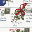 Tela Algodón Navidad Postales Adornos - Tejido Patchwork 100% Algodón Dibujos de postales de navidad y varios adornos navideños.