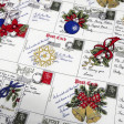 Cotton Christmas Postcards Ornaments fabric - 100% Cotton Patchwork Fabric Drawings of Christmas postcards and various Christmas decorations.