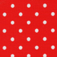 Pique White Polka Dots Red Background fabric - Pique canutillo fabric with small polka dot print on a red background. The polka dots are approximately 3mm. The fabric is 160cm wide and its composition 65% polyester - 35% cotton