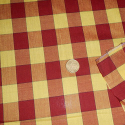 OUTLET Poplin Check Maroon Yellow