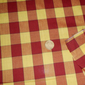 OUTLET Poplin Check Maroon Yellow